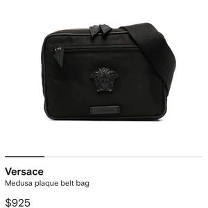 Versace Medusa Nylon Belt Bag in Black/Black